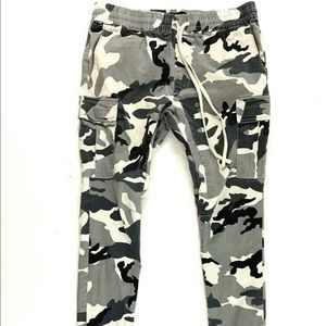Pacsun Skinny Snow Camo Zipper Joggers Drawstring